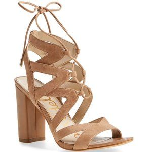 Sam Edelman Yardley Lace Up Sandals Camel Suede